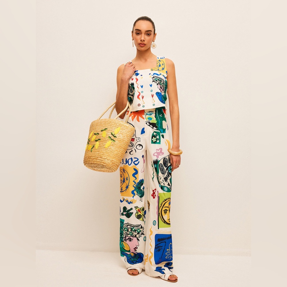 Commense Graphic Print Top+Pants Set